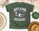 Just A Dad Who Always Came Back With The Milk Grey graphic tee in Moss