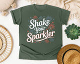 Shake Your Sparkler White graphic tee in Moss