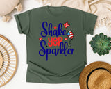 Shake Your Sparkler Navy graphic tee in Moss