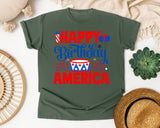 Happy Birthday America White graphic tee in Moss