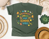 Backpacks Smiles And School Vibes graphic tee in Moss
