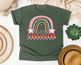 Hello Kindergarten Rainbow graphic tee in Moss