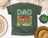 Dad By Day Gamer By Night Grey graphic tee in Moss