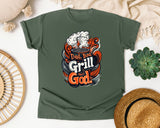 Dad Bod Grill God Brown graphic tee in Moss