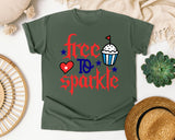 Free To Sparkle Red 2 graphic tee in Moss
