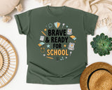 Brave And Ready For School graphic tee in Moss
