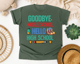 Goodbye Middle School Hello High School graphic tee in Moss
