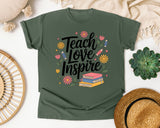 Teach Love Inspire Floral graphic tee in Moss