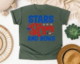 Stars Stripes And Bows Blue graphic tee in Moss