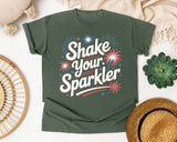 Shake Your Sparkler White 2 graphic tee in Moss
