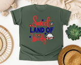 Sweet Land Of Liberty Red 2 graphic tee in Moss