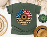 American Flag Sunflower graphic tee in Moss