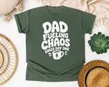 Dad Fueling Chaos Since Day One White graphic tee in Moss