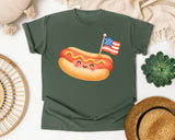 Hot Dog With Flag graphic tee in Moss