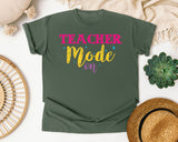 Teacher Mode On Sparkle graphic tee in Moss