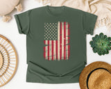 Distressed American Flag graphic tee in Moss