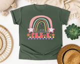 Hello Pre-K Rainbow graphic tee in Moss