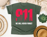 We Will Never Forget White graphic tee in Moss