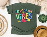 First Grade Vibes Marquee graphic tee in Moss