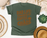 Dad Life Powered By Coffee And Chaos Brown graphic tee in Moss