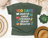 100 Days Smarter Kinder Stronger Braver Brighter graphic tee in Moss