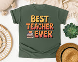 Best Teacher Ever Orange graphic tee in Moss