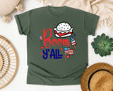Boom Y'all Red graphic tee in Moss
