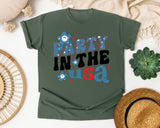 Party In The USA Blue graphic tee in Moss