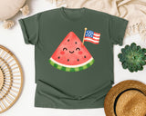 Watermelon With Flag graphic tee in Moss