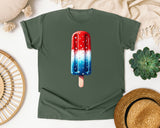 Red White Blue Popsicle graphic tee in Moss