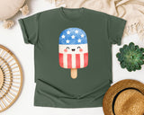 Patriotic Popsicle White graphic tee in Moss