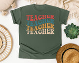 Teacher Teacher Teacher Retro graphic tee in Moss