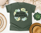 New Friends New Adventures graphic tee in Moss