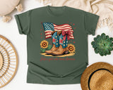 Just A Girl Who Loves America graphic tee in Moss
