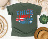 Thick Thighs American Vibes graphic tee in Moss