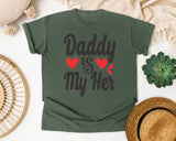 Daddy Is My Hero Black graphic tee in Moss