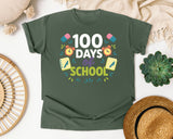 100 Days Of School Clocks graphic tee in Moss