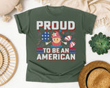 Proud To Be An American Pink graphic tee in Moss