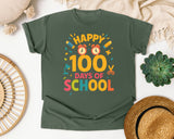 Happy 100 Days Of School Confetti graphic tee in Moss