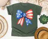 Patriotic Flag Bow Blue graphic tee in Moss