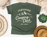 Certified Camping Dad Grey 2 graphic tee in Moss