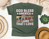 God Bless America Land That I Love Pink graphic tee in Moss