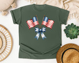 Crossed American Flags graphic tee in Moss