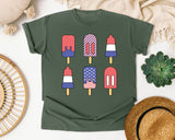 Patriotic Popsicle Set graphic tee in Moss