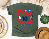 Free To Sparkle Red graphic tee in Moss