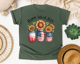 Happy 4th Of July Grey graphic tee in Moss