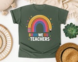 Bruh We Out Teachers Rainbow graphic tee in Moss