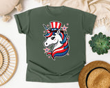 Patriotic Unicorn graphic tee in Moss