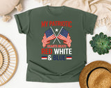 My Patriotic Heart Beats Red White And Blue graphic tee in Moss