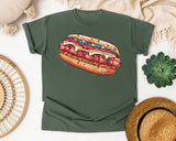 Patriotic Hot Dog graphic tee in Moss